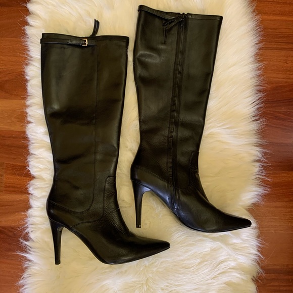 ralph lauren black knee high boots